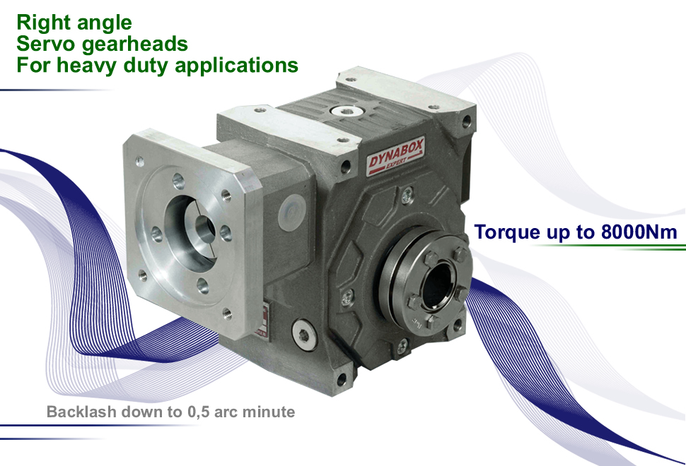 Right angle servo gearheads for heavy duty applications